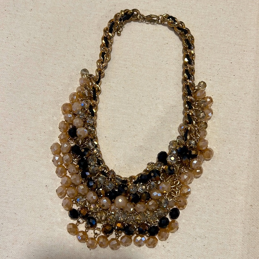 Gold, Black & Blush Chain Statement Necklace